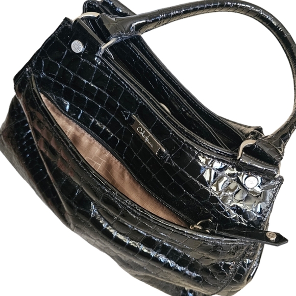 Cole Haan Crocodile embossed black shoulder bag - Picture 4 of 7